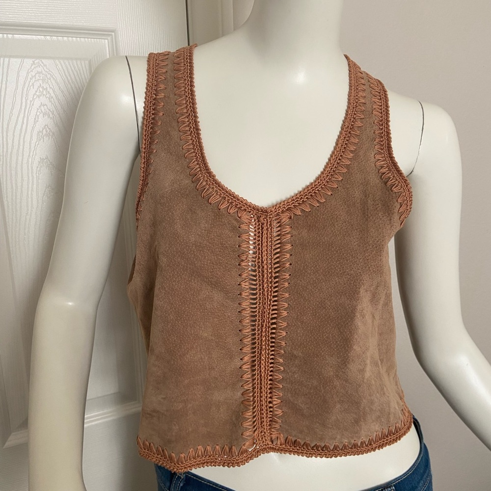 Acote Tan Suede Top Size Medium